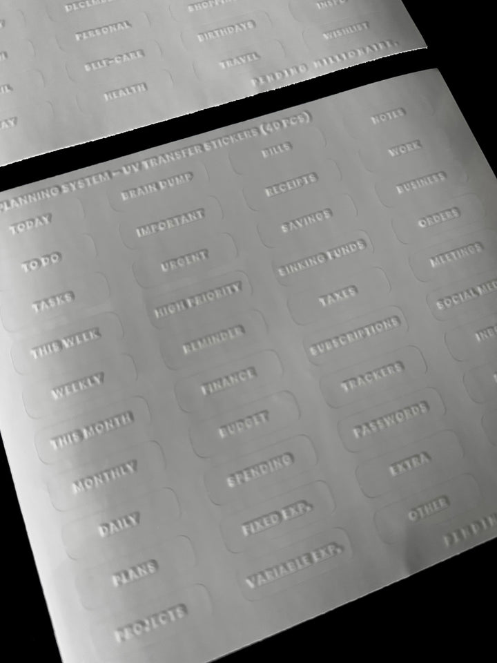 UV Transfer Sticker Set — 80 Pieces (Black or White)