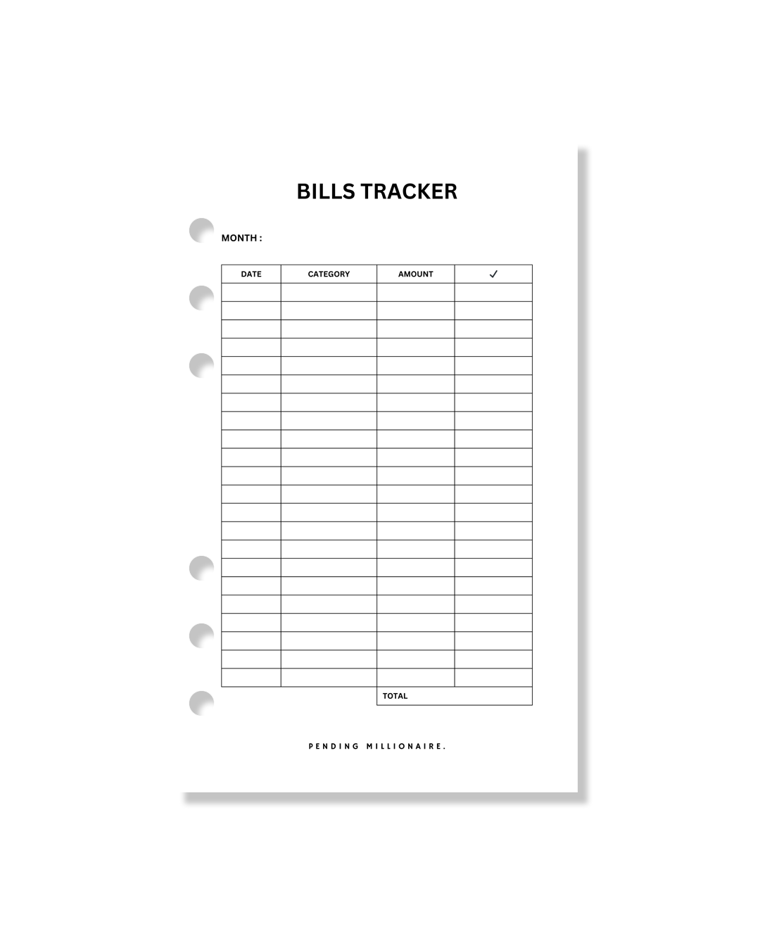 Bills Tracker Inserts A6