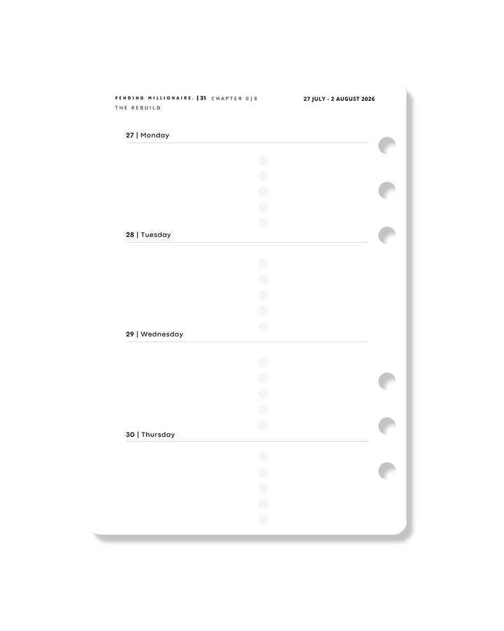 2026–2027 Weekly Planner Insert | A5