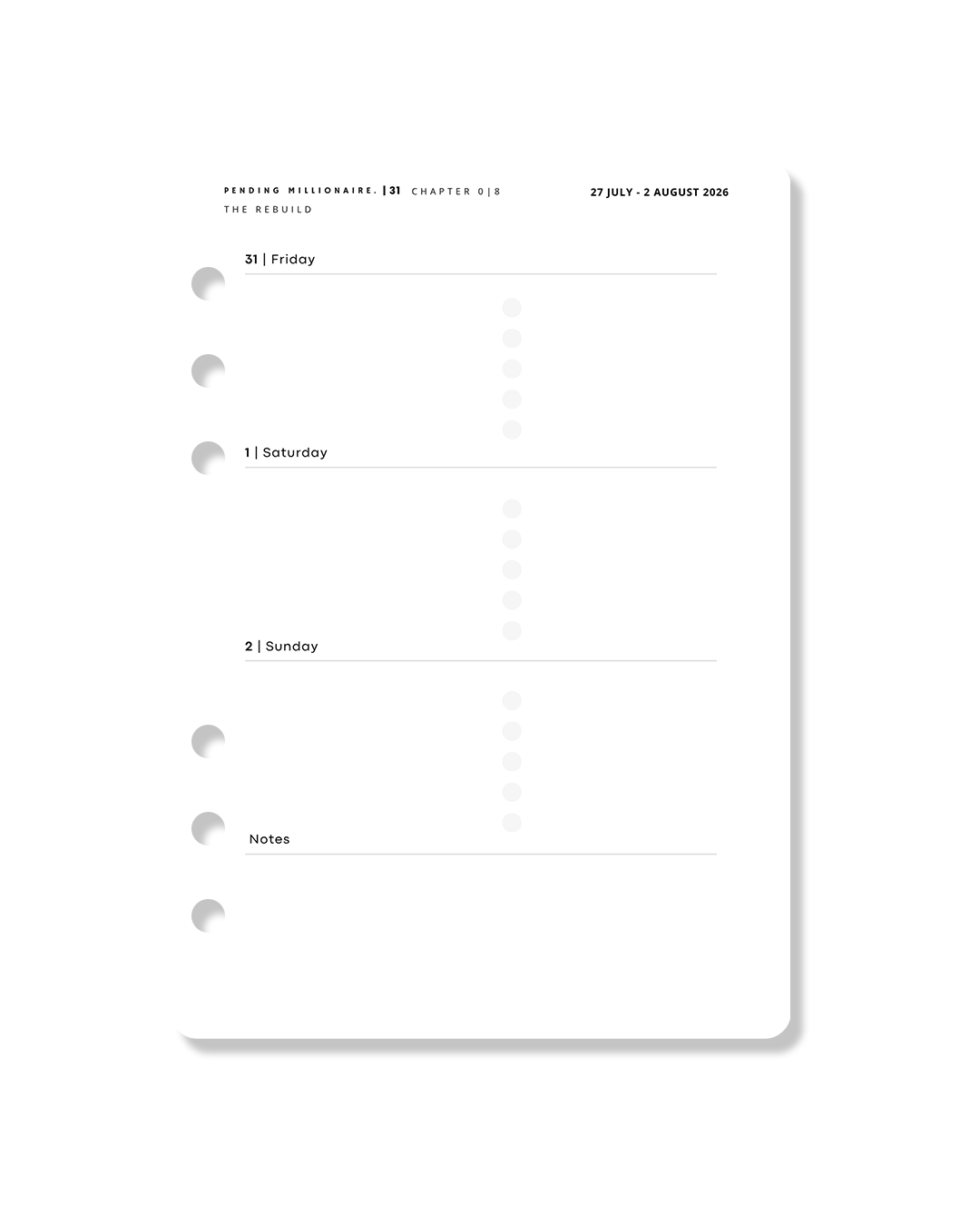2026–2027 Weekly Planner Insert | A5