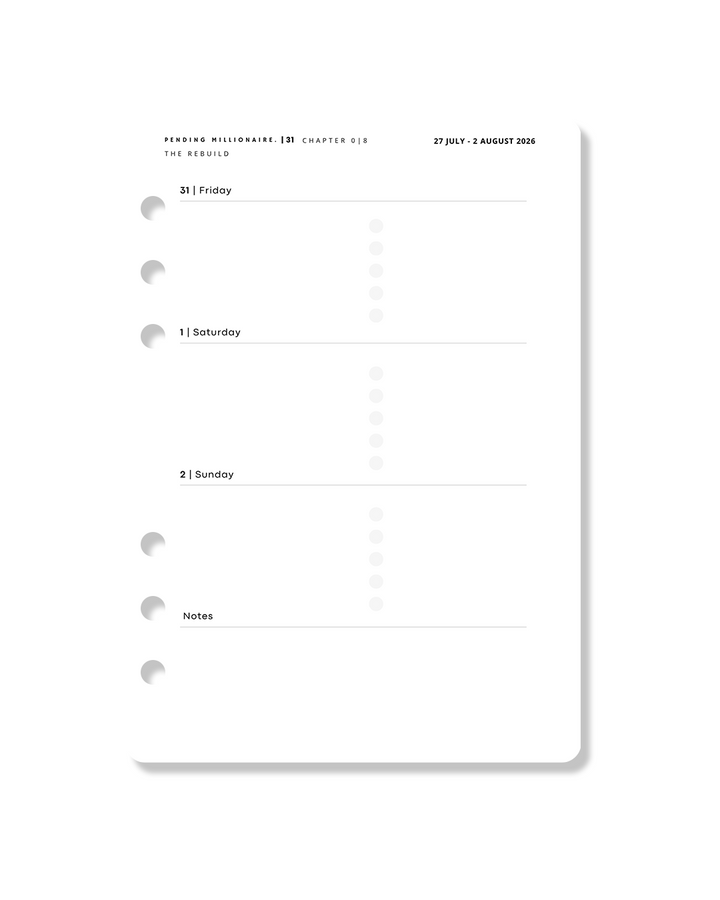 2026–2027 Weekly Planner Insert | A5