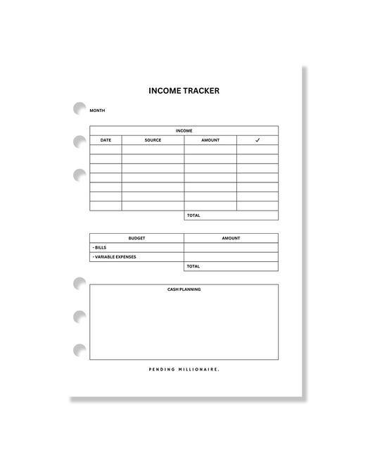 Income tracker (reuasable)  insert A5