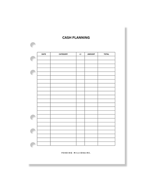 Cash planning tracker (reuasable)  insert A5